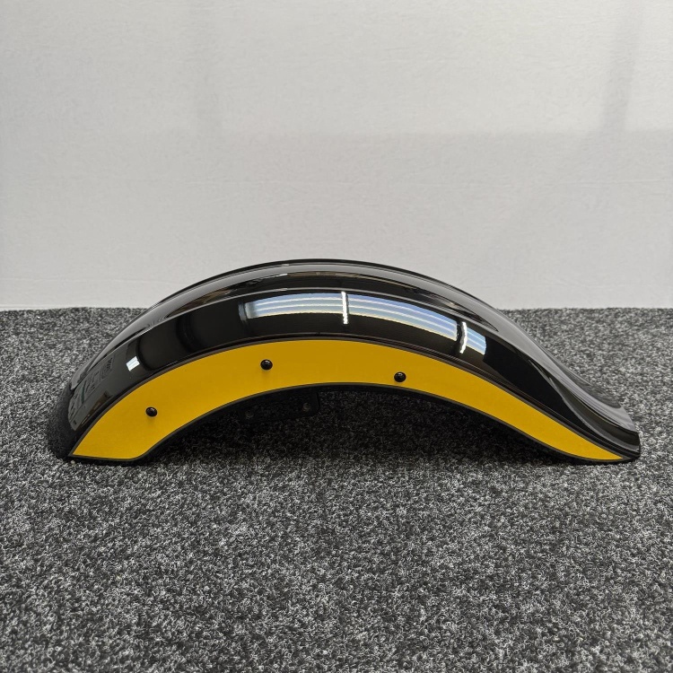 Indian Scout front fender / mudguard in gloss black with yellow graphics